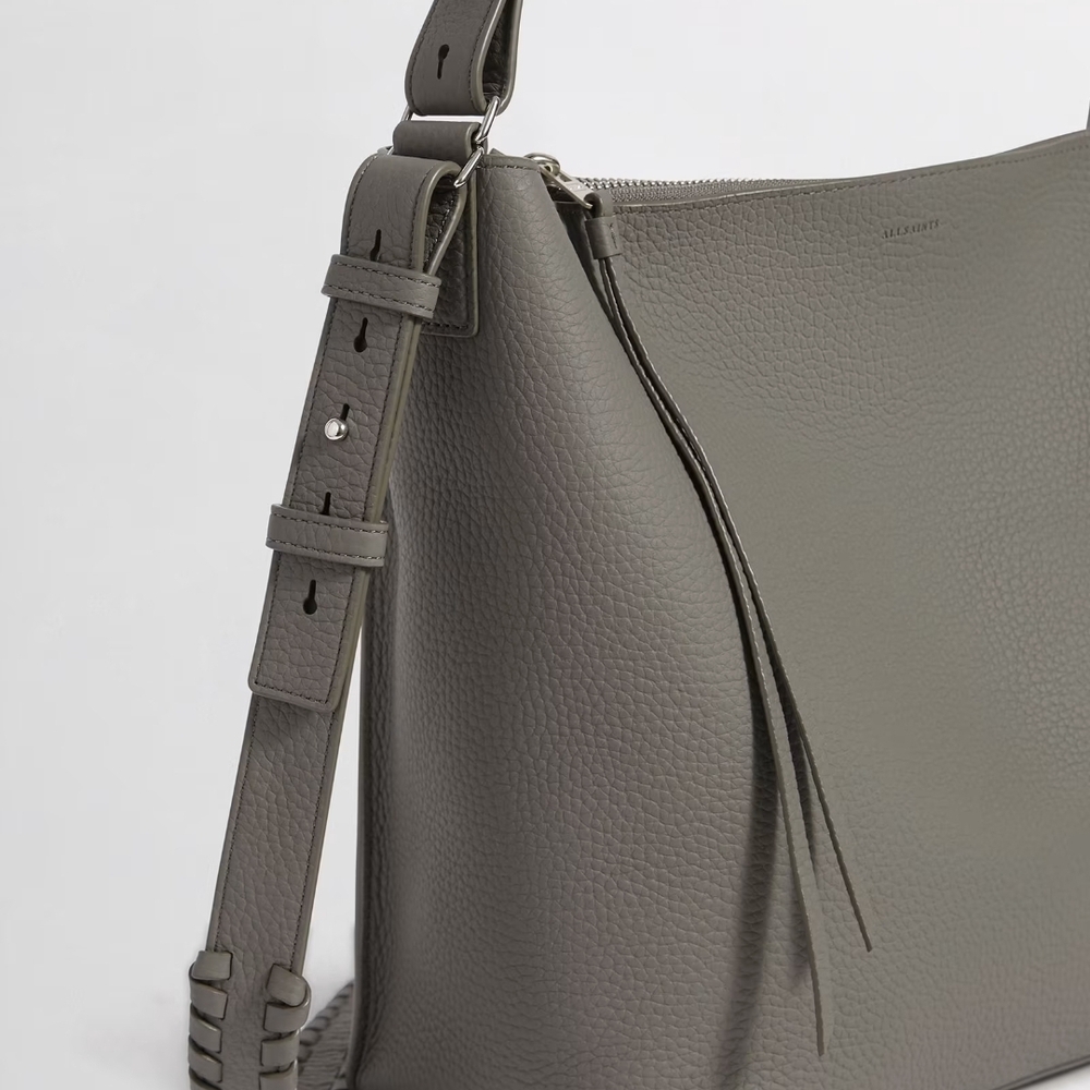 All Saints Slate Gray Pebbled Kita Leather Crossbody Bag - Picture 5 of 6